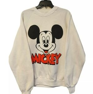 Vintage Disney Character Fashion Mickey Mouse Sweatshirt White OSFL USA XL
